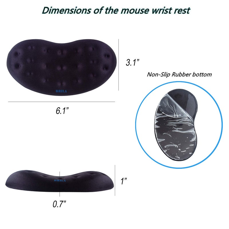 BRILA Upgraded Ergonomic Memory Foam Mouse Wrist Rest Support Pad Cushion for Computer, Laptop, Office Work, PC Gaming - Massage Holes Design Wrist Pain Relief - Image 3